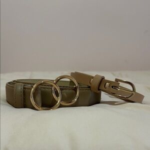 Ardene Tan Belt Set with Gold Rings